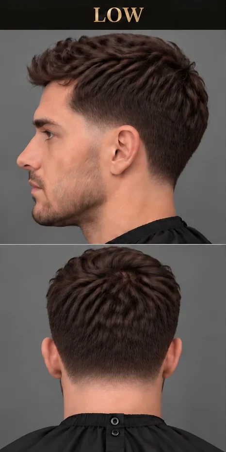 Low taper reference, profile and rear views
